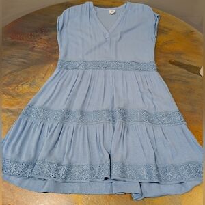 GL By Gibsonlook Sky Blue Lace Overlay Above The Knee Dress Size S